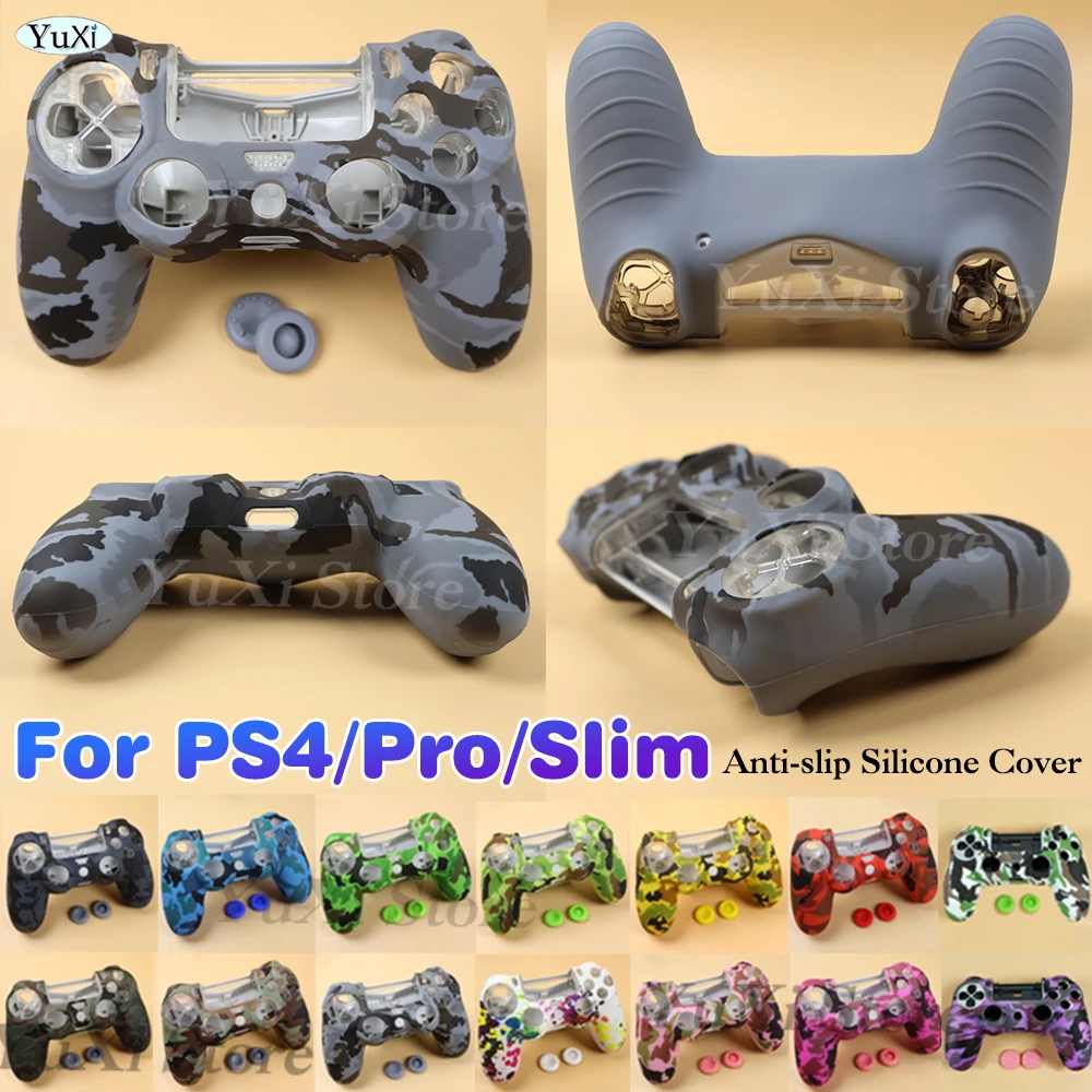 

Anti-slip Silicone Cover Camo Protective Skin Case For PS4 Pro Slim Joystick Thumbstick Grips Caps Kit for Dualshock 4 Gamepad