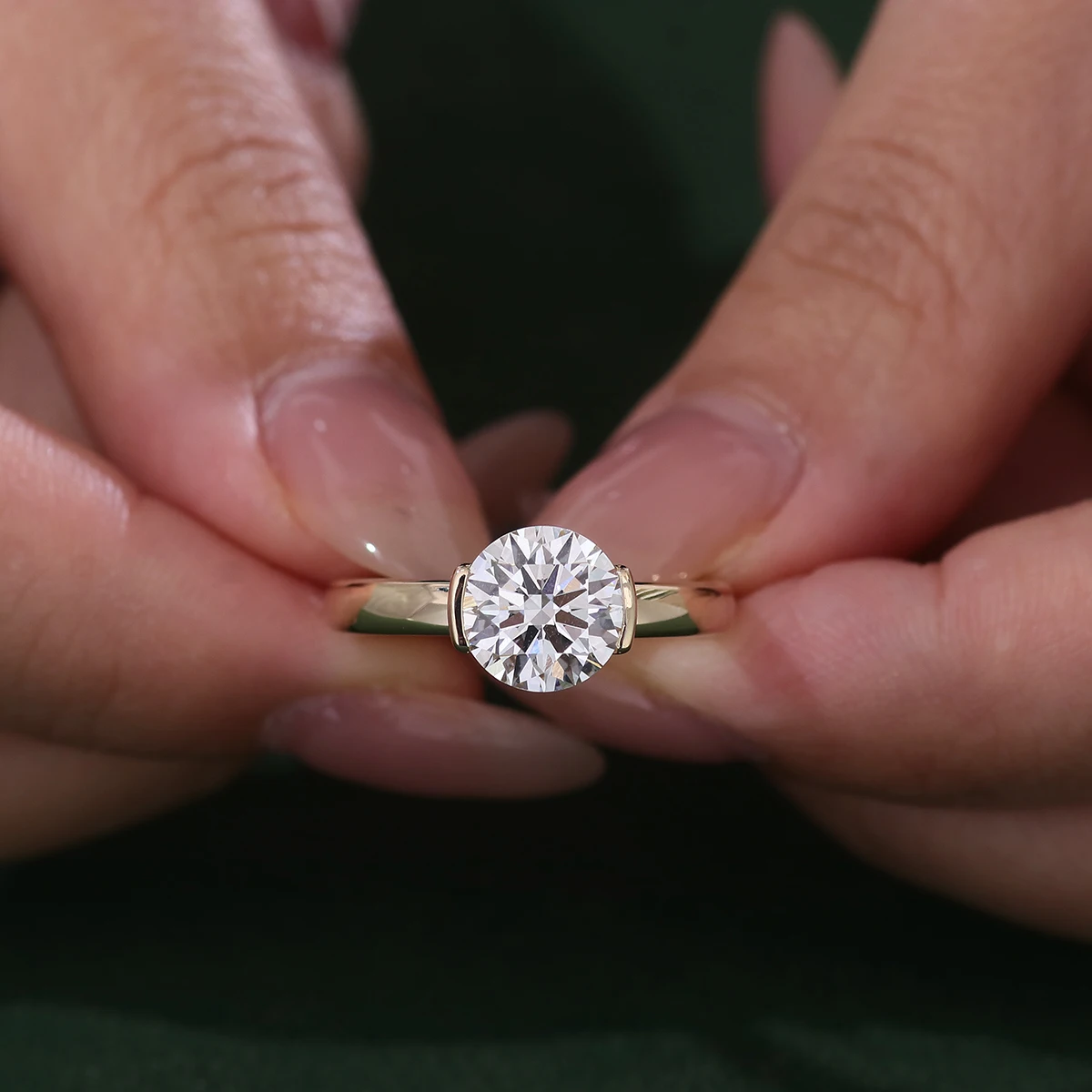 Provence custom 10K gold engagement ring 2.5CT round cut lab diamond solitaire wedding ring classic birthday anniversary gift