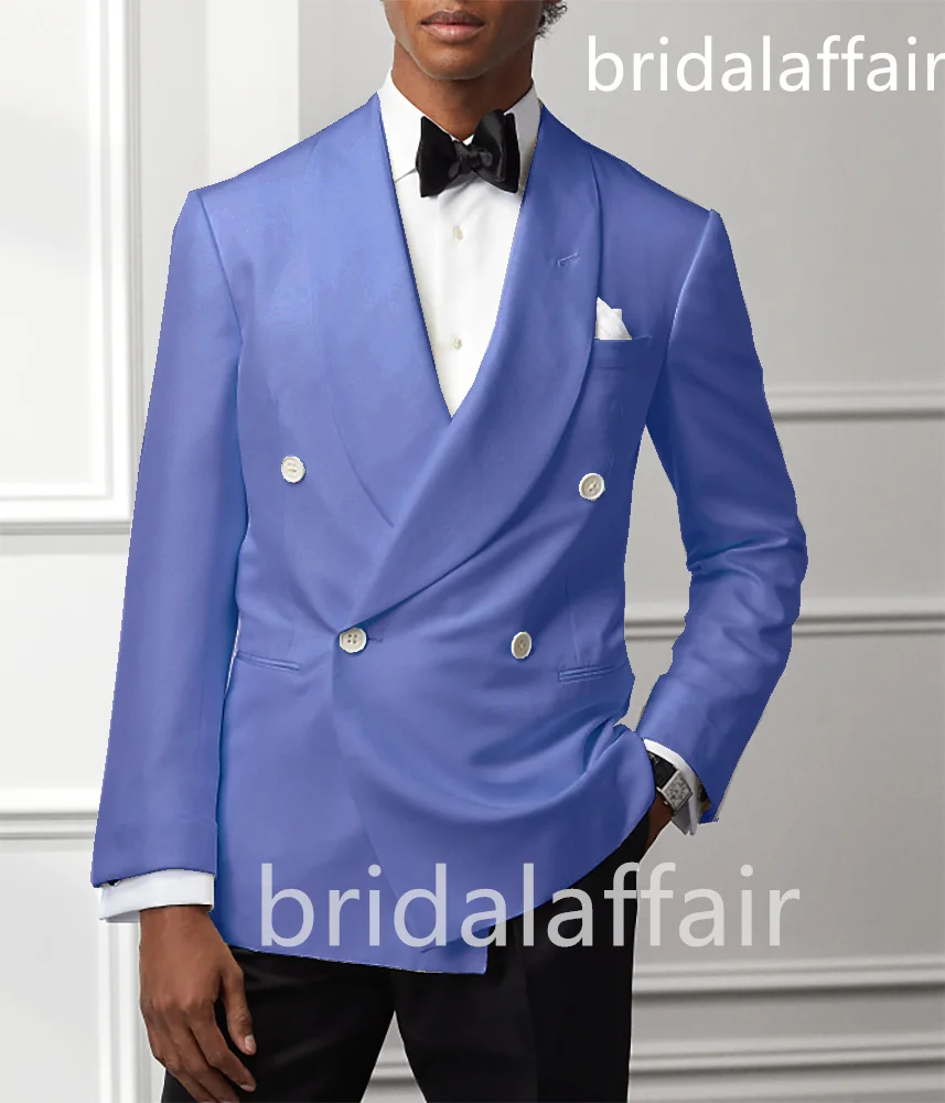 Bridalaffair New Men Suit Set For Wedding Double Breasted 2023 Slim Fit Tuxedo 2 Pieces Jacket+Pants Terno Masculino