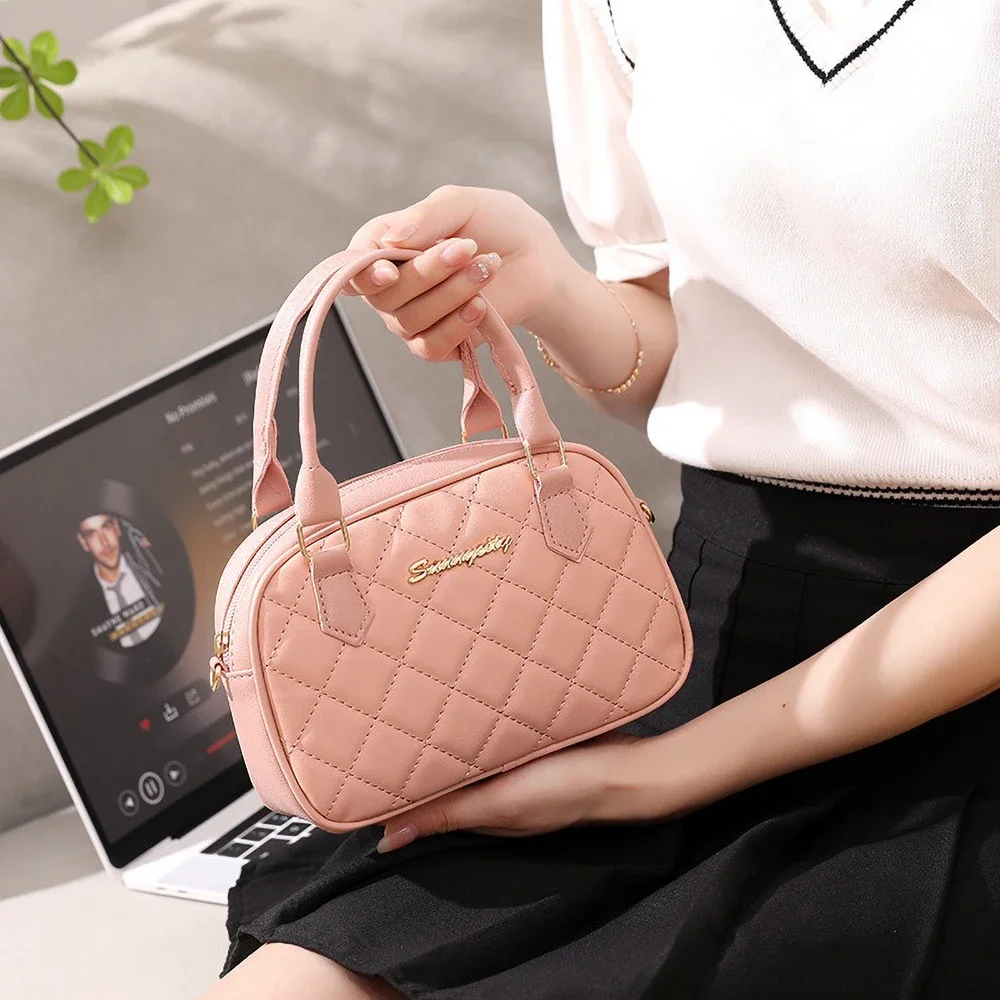 

Сумка через плечо с ромбовидной сеткой - женская однотонная сумка с вышивкой, универсальная сумка через плечо для покупок, сумки для женщин, сумки