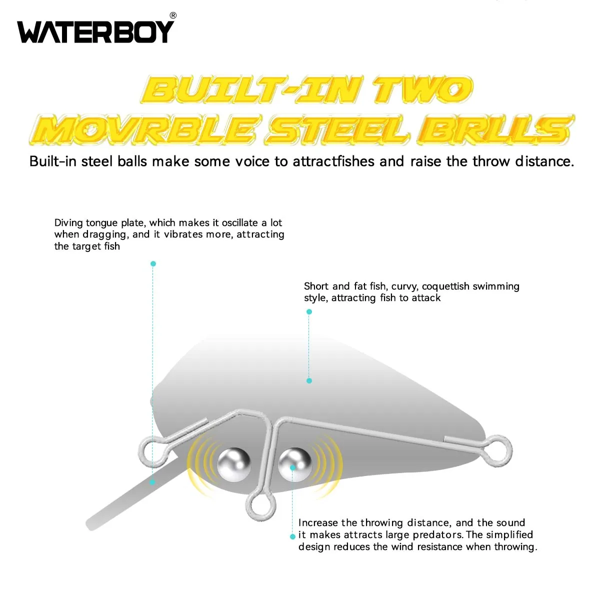 WATERBOY Crazy Crankbaits New Design Fishing Lures Mini Minnow Swing Small Cranks Hard Baits 21g 62mmm Wobblers Fishing Lure