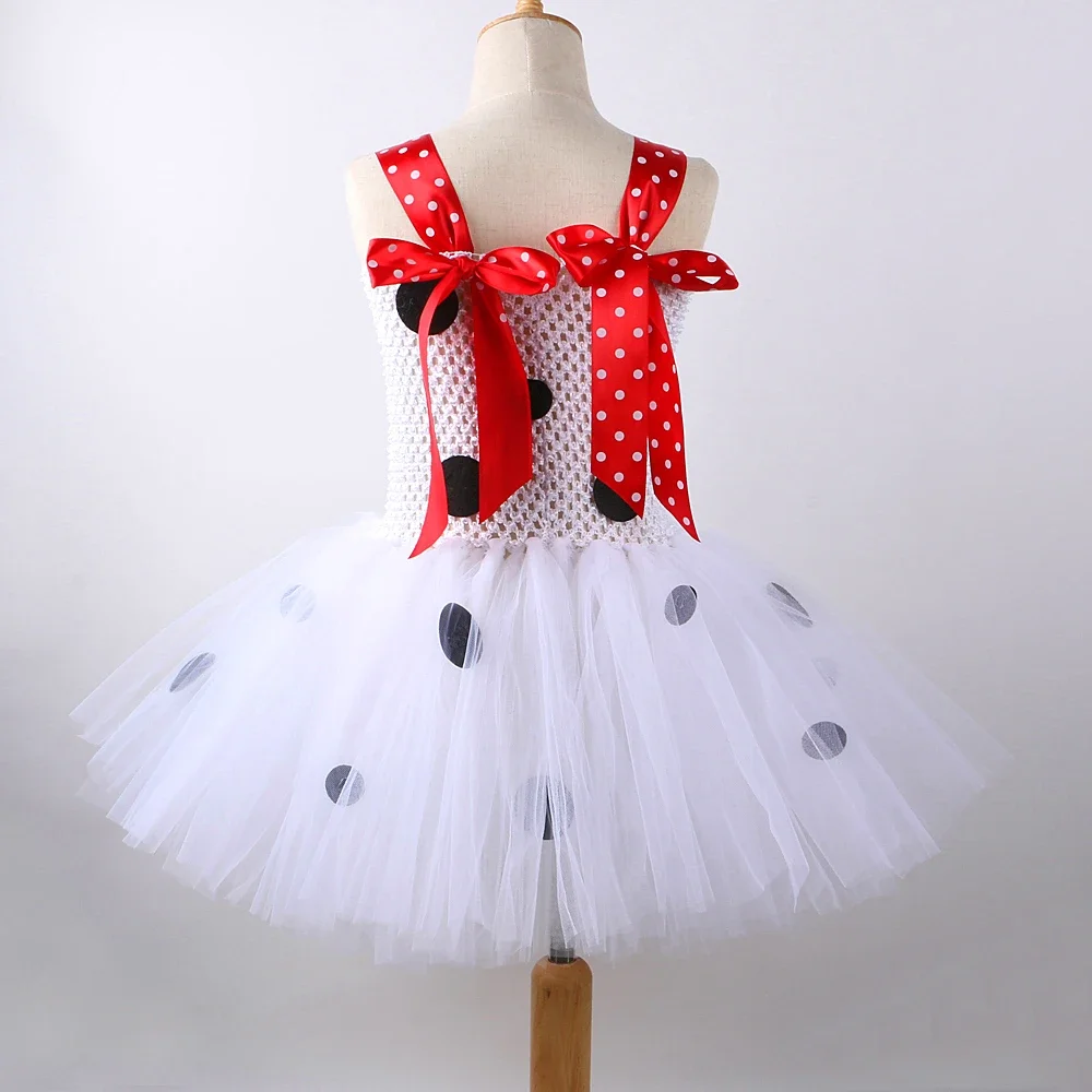 Baby Girls Dalmatian Dog Tutu Dress for Kids Spotty Puppy Costumes Birthday Halloween Outfit Child Animal Clothes with Ears Set