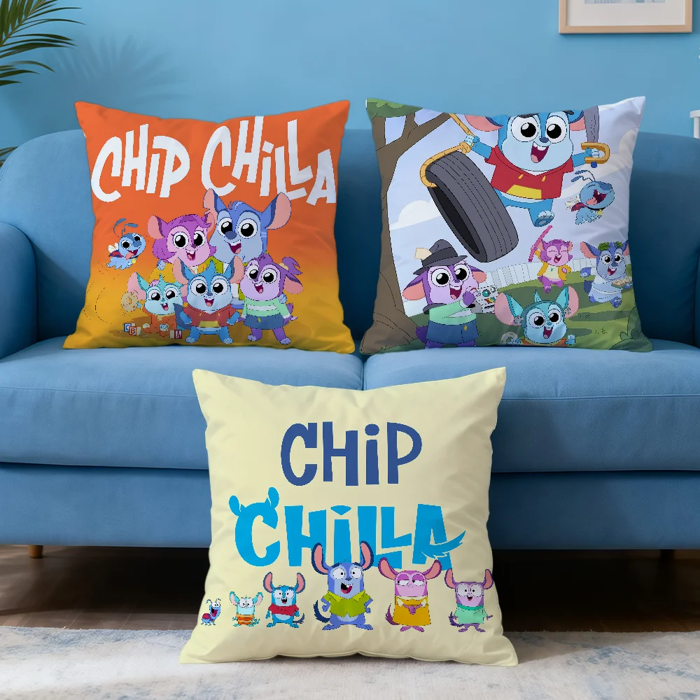 Cute Cartoon Tv Baby Chip C-Chilla Soft Pillow Cover For Sofa Home Living Room Decor Protective Covers Hogar Pillowcase