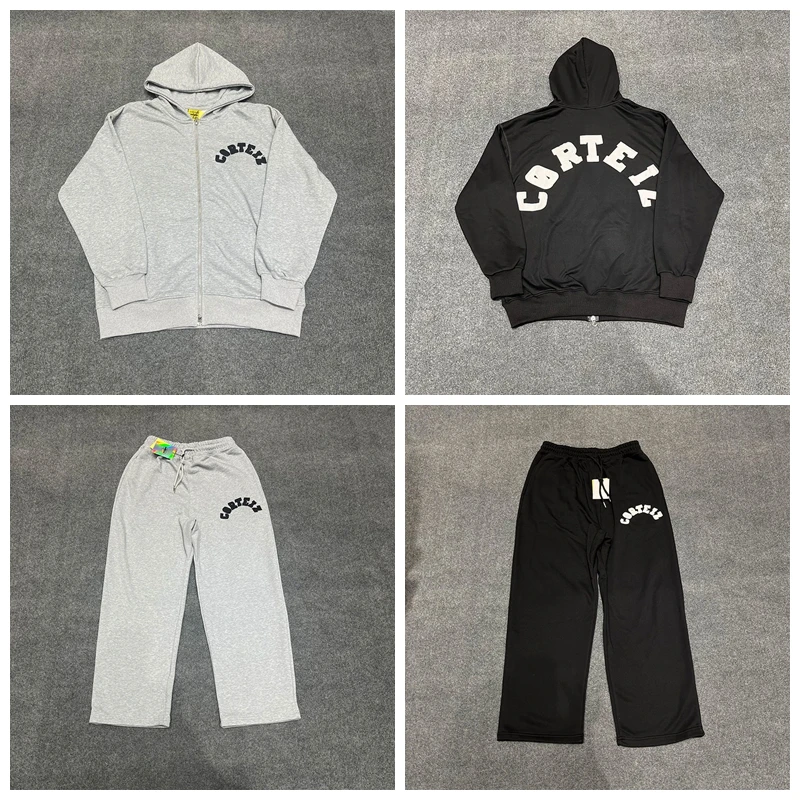 

Повседневная спортивная одежда в американском стиле High Street, открытый кардиган с вышивкой букв, толстовка, прямые брюки, осенний наряд для отдыха