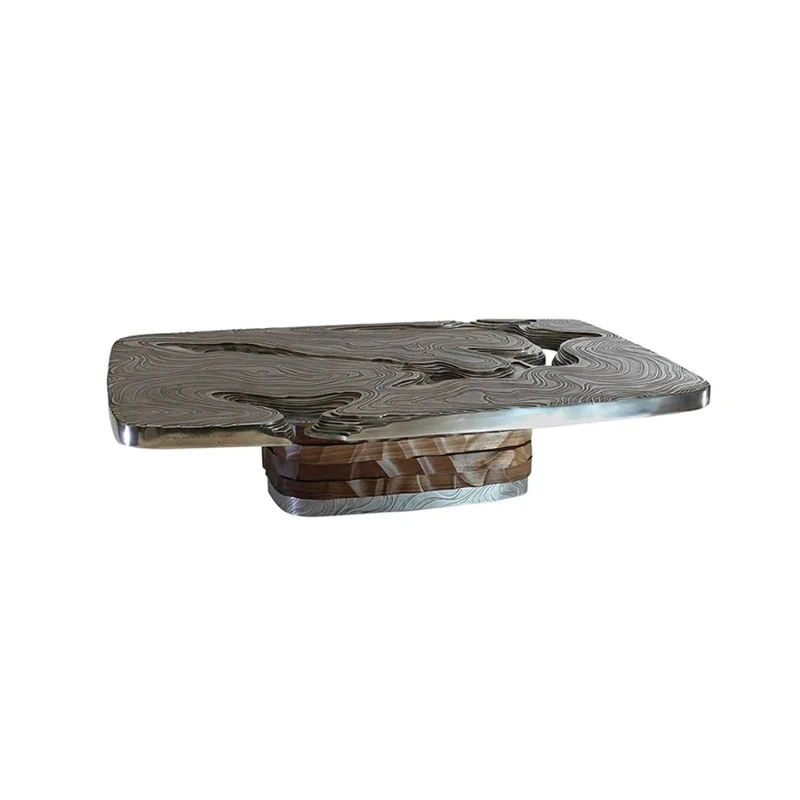 Italian minimalist special-shaped coffee table designer light luxury living room high-end creative rectangular natural texture