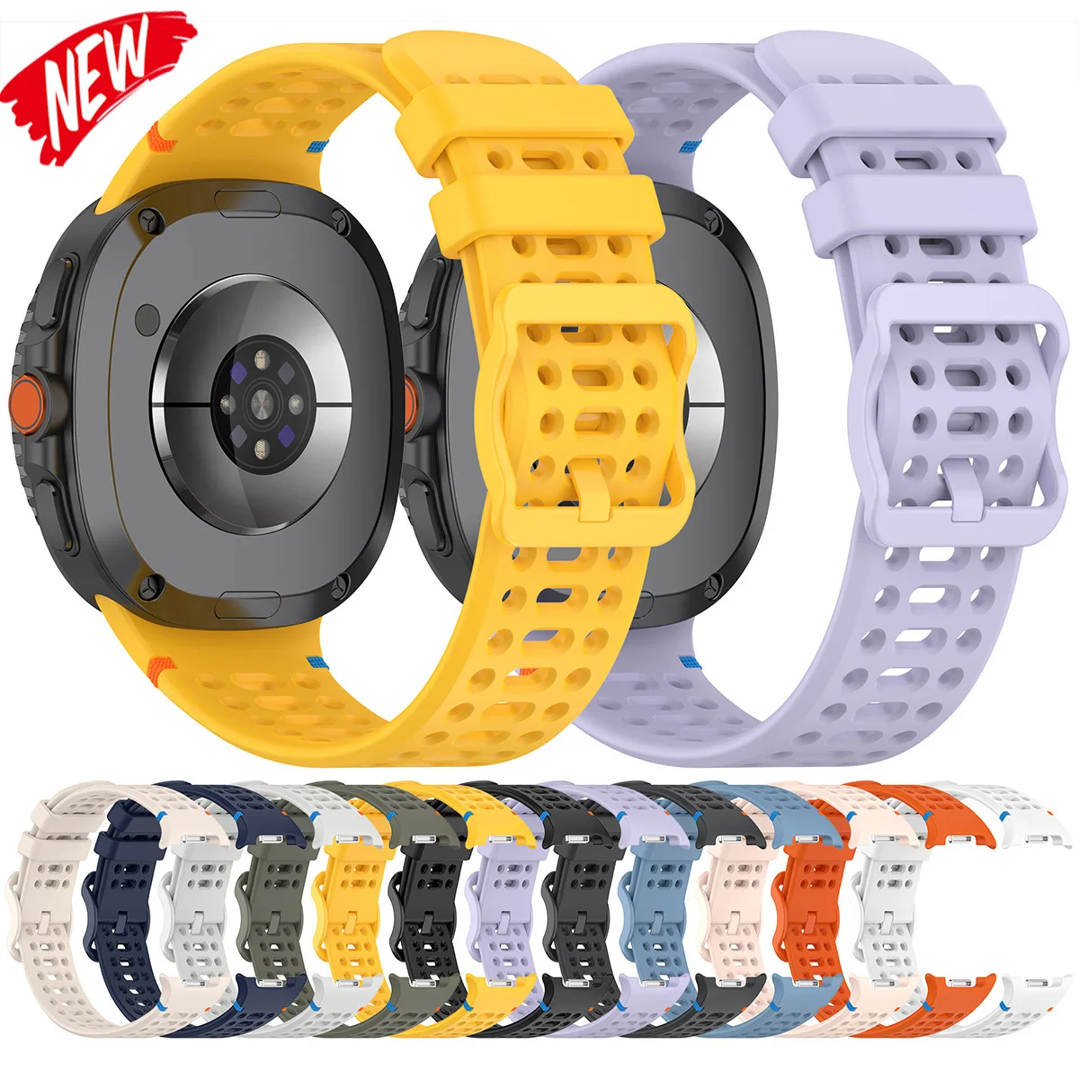 Atmungsaktives Silikonarmband für Samsung Galaxy Watch 8 40 44 mm/8 Classic 46 mm Sportband, verstellbares Armband für Galaxy 8 Classic