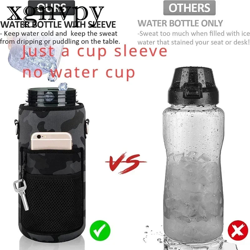 

xgnvpy 2L Water Bottle Sleeve Holder Straw Portable Jug Gym Workout Sports Cover Men Women