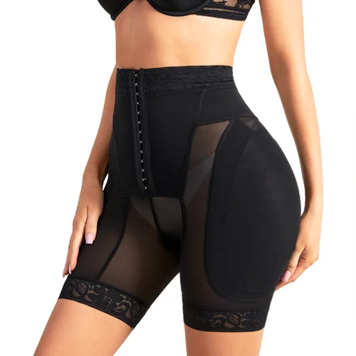 Imagen 2 del producto Ropa moldeadora para mujer, pantalones cortos de cintura alta, levantador de glúteos, pantalones cortos con almohadilla para la cadera, pantalones cortos moldeadores de cuerpo, entrenador de cintura, bragas con Control de barriga