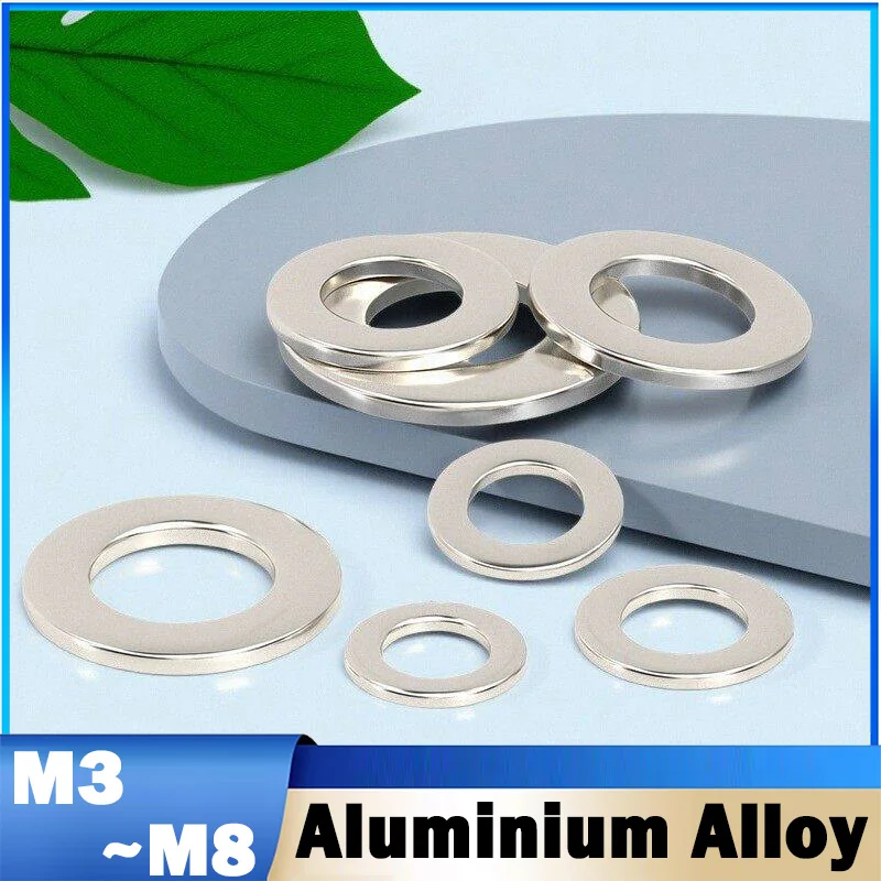 20/50/100Pcs Thickened and Enlarged Flat Washer M3 M4 M5 M6 M8 Aluminum Alloy Flat Washer