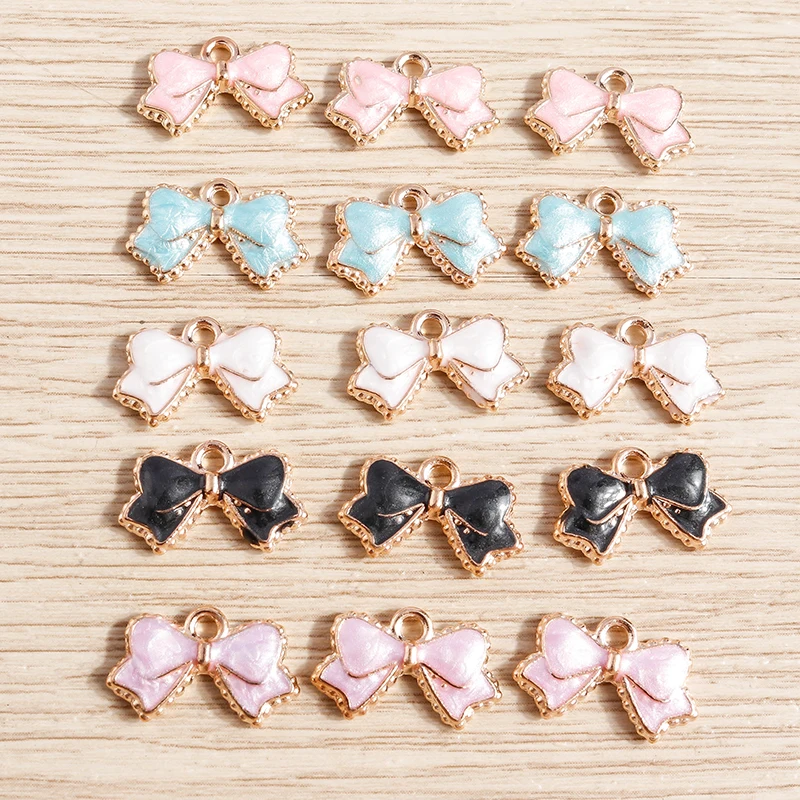 10 Stück niedliche, bunte Emaille-Schleifen-Anhänger zum Basteln von Ohrringen, Halsketten, Armbändern, DIY-Bastelarbeiten und Schmuckzubehör – Detail 18