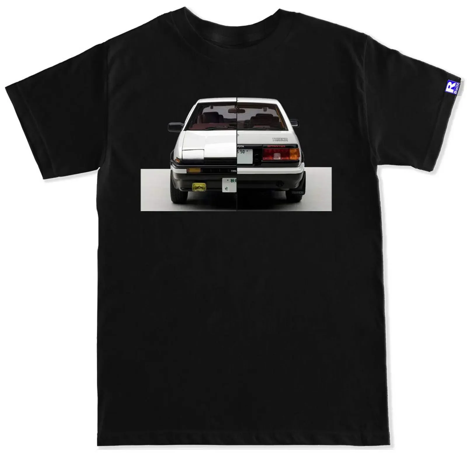 FTD Apparel R Built Men's AE86 Trueno Front Rear T Shirt vintage Washed Top For Everyday Wear Comfortable Breathable Stretched