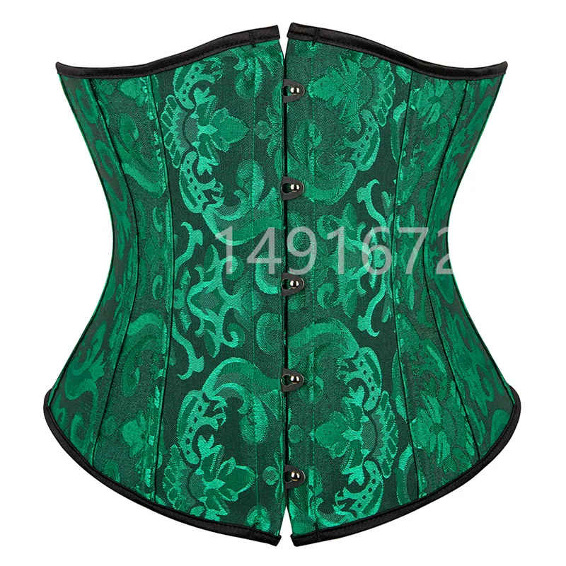 Sapubonva Corset Underbust Sexy Waist Cincher Vintage Corselet Top Gothic Plus Size Costume Black White Red Green Blue White