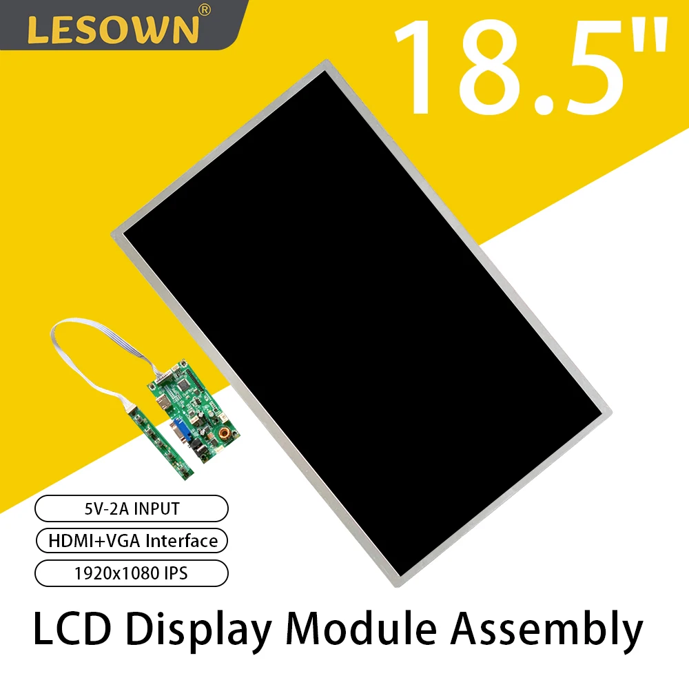 

LESOWN 18.5 inch Widescreen Display Module IPS 1920x1080 HDMI VGA Small LCD Display for Medical Equipment Stock Market Display