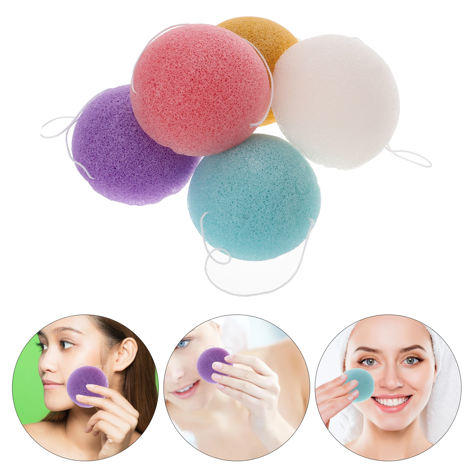 

5pcs Facial Sponge For Face Cleansing Gentle Exfoliating Sponges Deep Cleaning Portable Durable Face Washing Sponge Facial