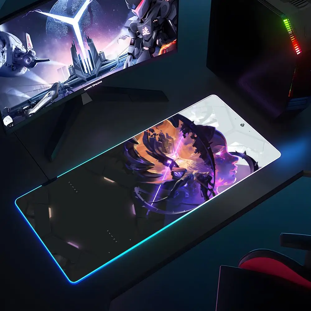 Gaming V-valorant Mouse Pad RGB Luminous 900x400x3mm Thickened  Large Table Pad Encrypted Anti Skid Super Large Mouse Pad