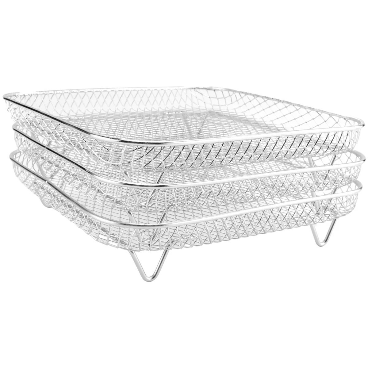 

A02V-8 Inch Air Fryer Rack for Instant Vortex Air Fryer,for Philips,for COSORI Air Fryer,Square Three Stackable Dehydrator Racks