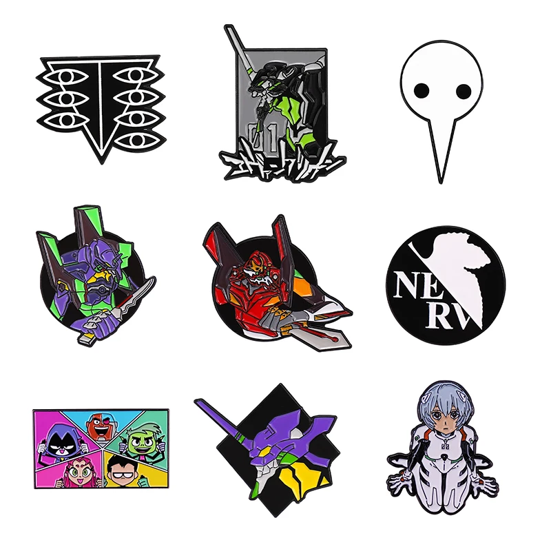 Fans Gift Evangelion Enamel Pins EVA 00 01 02 Robot Brooch Bag Clothes Lapel Badge Cartoon Animal Jewelry Gift for Best Friends