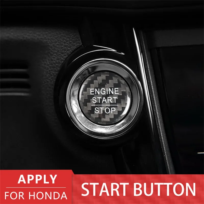 For Honda Gienia Car Engine Start Stop Button Cover Real Carbon Fiber Sticker 2016 2017