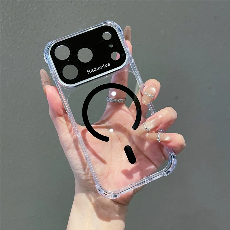 Luxurious Transparent Phone Case For iPhone 17 16 15 14 13 12 11Pro Max Support wireless charging Great Grip Feeling view 3