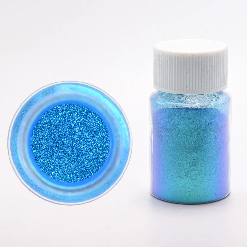 1 garrafa 10g pó camaleão azul arte do prego pigmento cromado mudança de cor efeito metálico pó perolado camaleão glitter