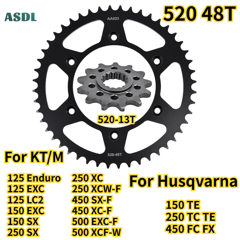 520 Rear 48T Front 13T Sprocket Moto Gear Wheel For KT/M 125 Enduro EXC LC2 150EXC 250 SX XC XCW-F 450 SX-F XC-F 500 EXC-F XCF-W