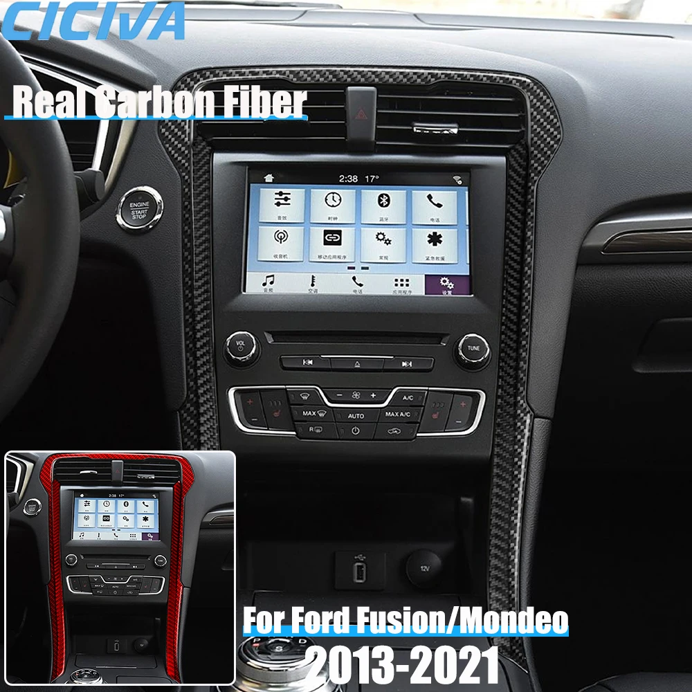

Real Carbon Fiber Car Accessories Center Console Display Strips Trim Cover Soft Sticker For Ford Fusion/Mondeo 4th Gen 2013-2021