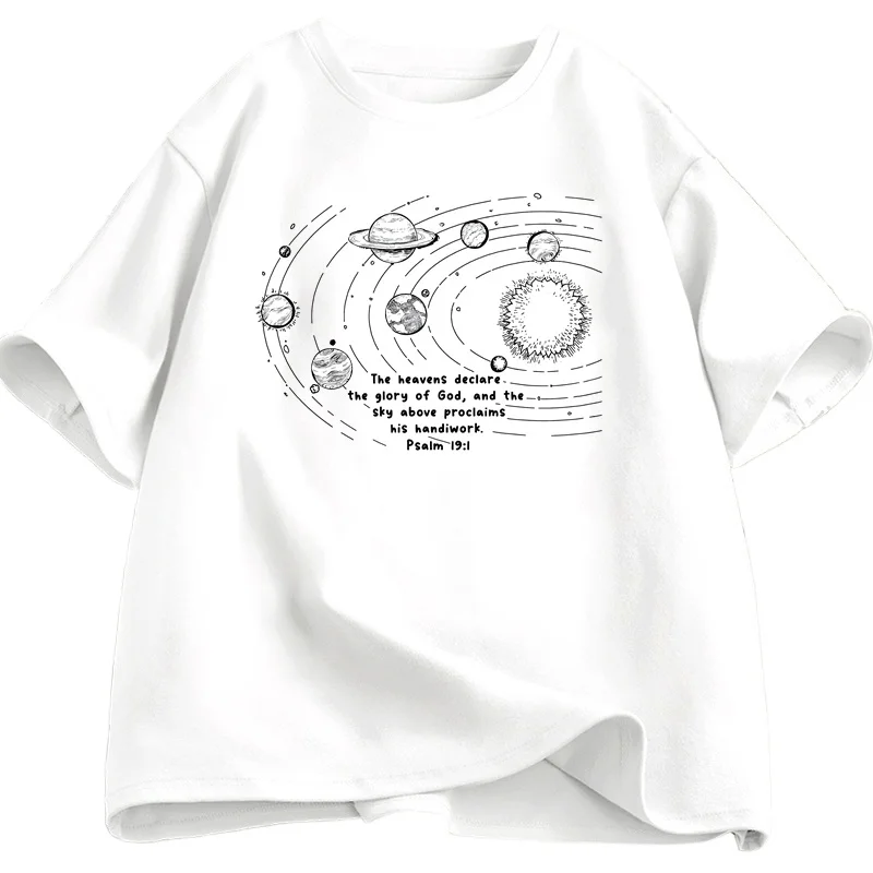 Salme 19:1 Classic Dialogue Series 2 Space Planet T-shirt Religious Religious Design T-shirt Christian Summer Graphic T Shirts
