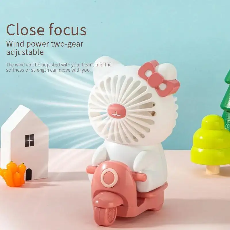 Cartoon Motorcycle Small Fan LightUSBRechargeable Cute Pet Portable Handheld Fan