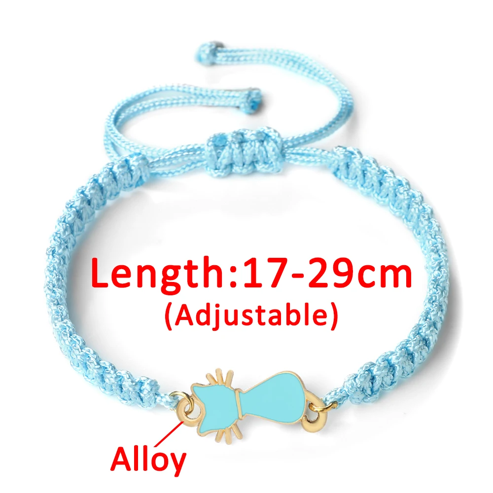 Lucky Red Black Rope Bracelets Handmade Woven Adjustable Wristband Fashion Cute Enamel Cats Pendant Jewelry Gifts for Men Women