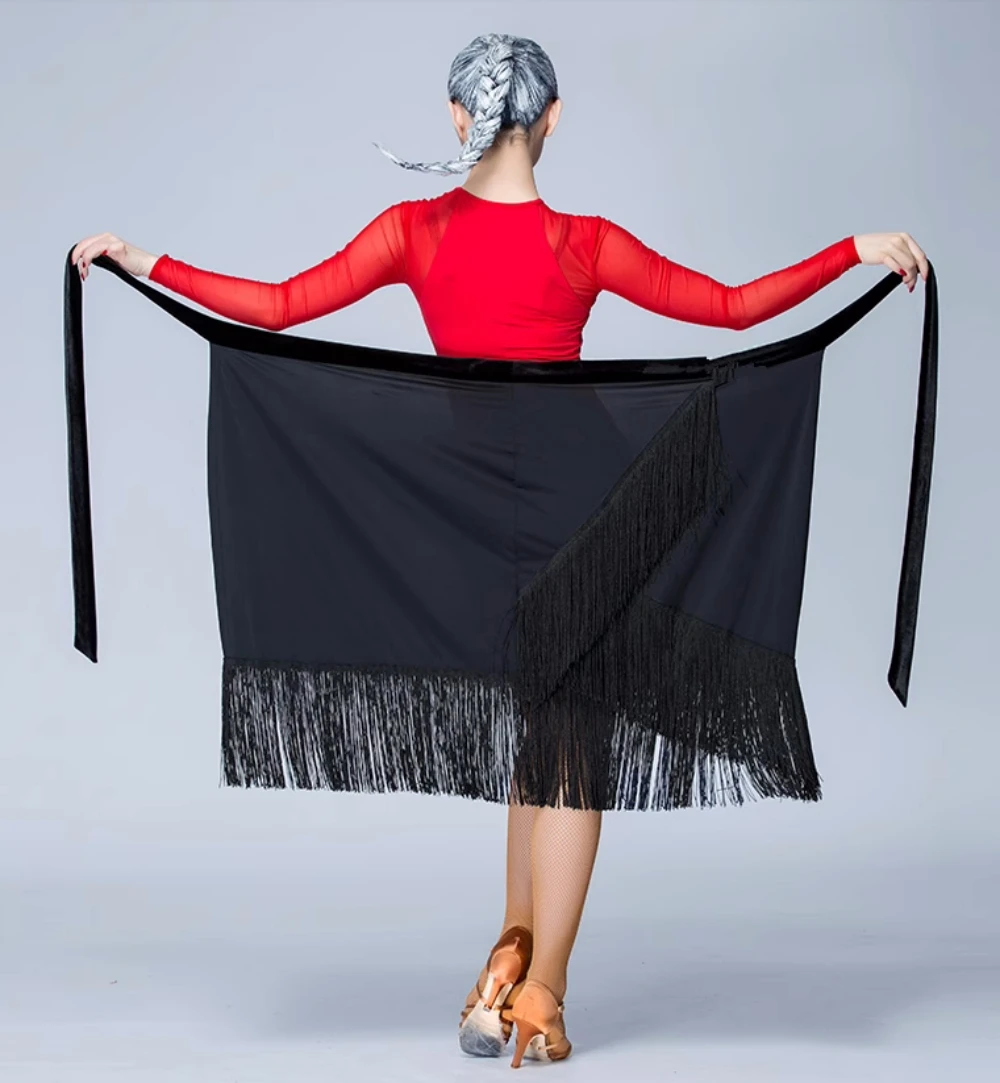 Latin Dance Skirt Adult Professional Ballroom Dancing Apron Skirt hip scarf Women Rumba Samba Latin Practice Dance Wrap Skirt