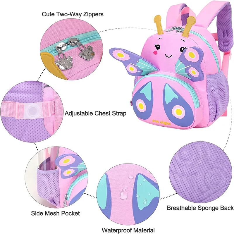 SUN EIGHT, mochilas de animales de dibujos animados en 3D para bebés, mochilas escolares para guardería, mochilas para niños, mochilas escolares