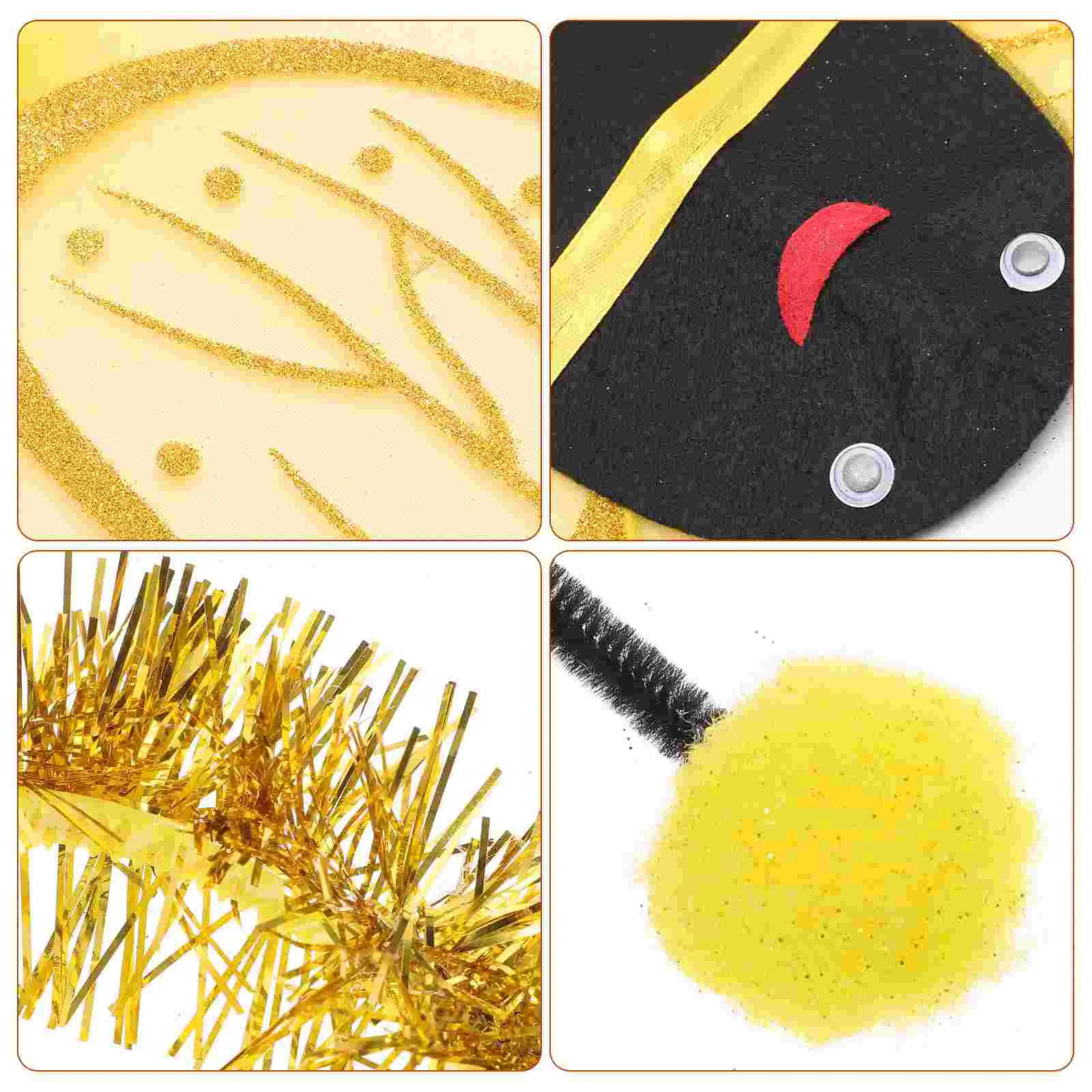 4 Stück Kinder Biene Cosplay Kostüm mit Flügeln Stirnband Zauberstab Kleid für Kinder Kinder Jungen Mädchen Schule Bühnen performance (gelb)