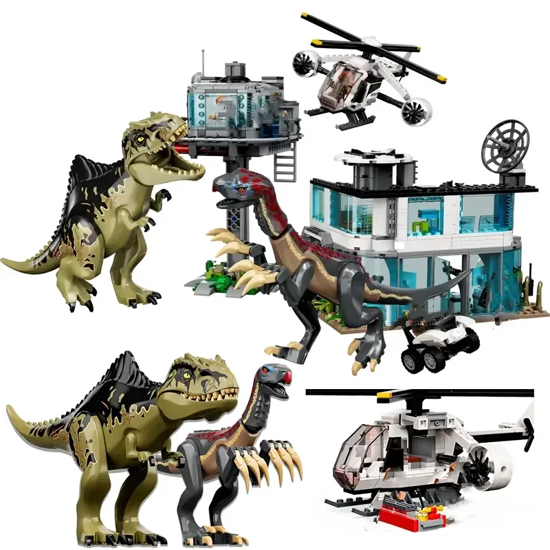 Compatible Sets Jurassic Series Building Blocks Giganotosaurus & Therizinosaurus Attack Children's Dinosaur World Park Toys Gift