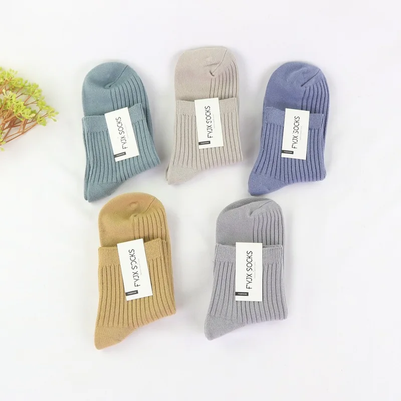 

5 пар женских носков, удобные дышащие хлопковые носки высокого качества, однотонные простые модные универсальные носки средней длины