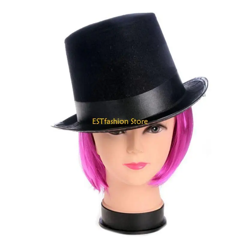 Y5GC Lustige Party Schwarzer Zylinderhut Dress Up Kutschenfahrer Viktorianische Jazzkappe für Erwachsene Kostümparty für