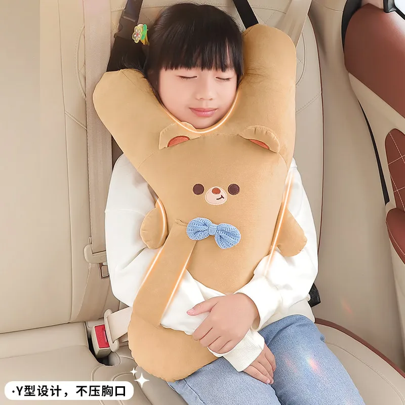 Car seat belt pillow, cartoon rabbit and teddy bear design, universal neck protection, soft travel accessories