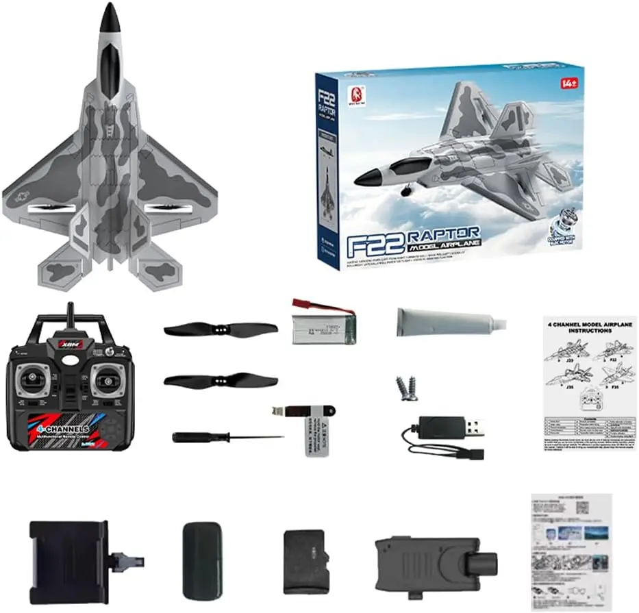 RC Airplane BM31 F-22 Brushless RC Plane 2.4GHz 4CH EPP Jet, with Camera | with Camera