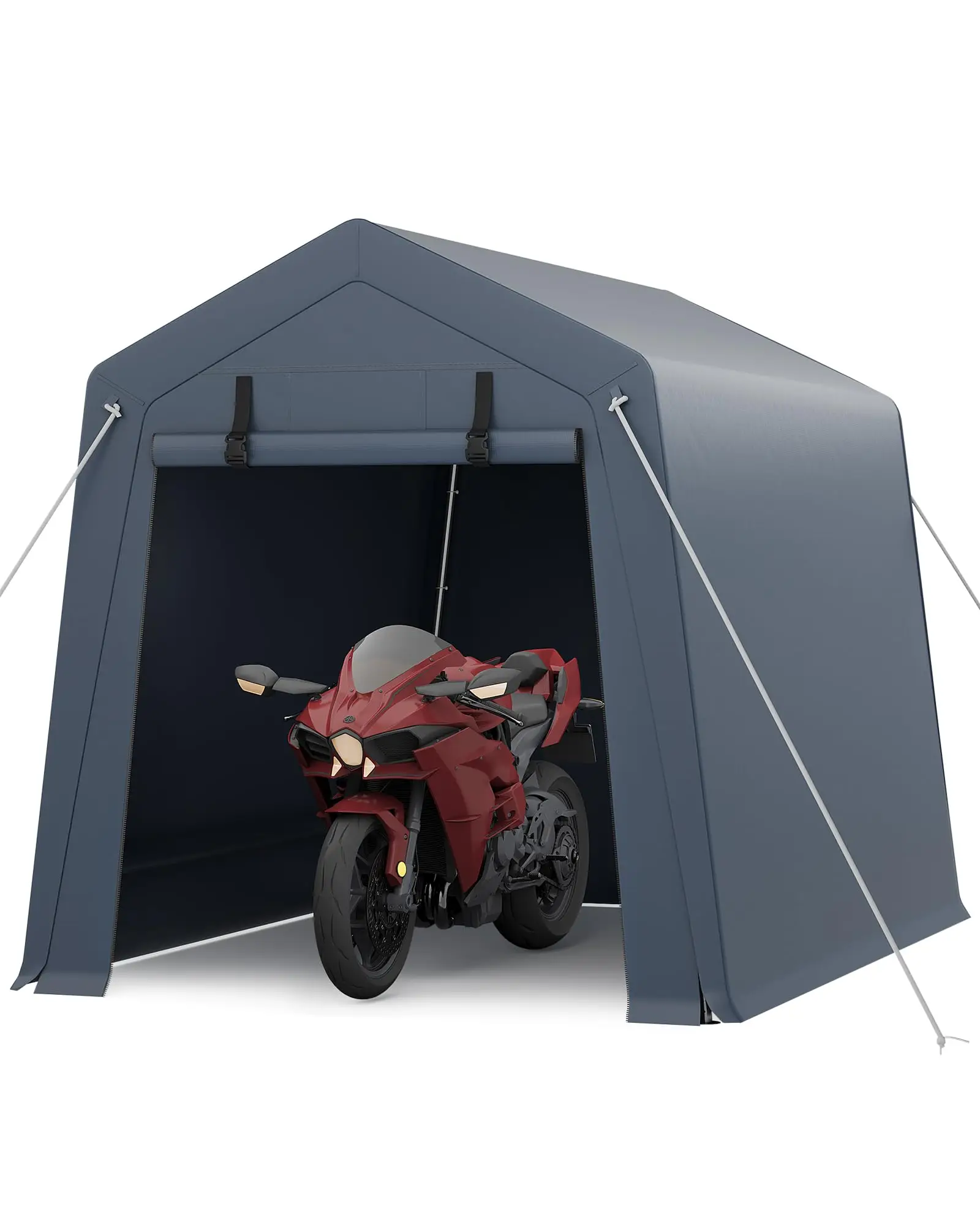 Portable Outdoor Storage Shed with Roll-Up Zipper Door & Vent, 240G Heavy-Duty Shelter Waterproof PE Tarp, UV-Resistant