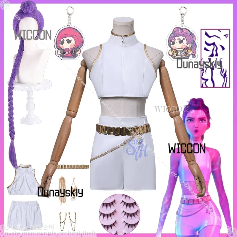 

Rumi WHAT IT SOUNDS LIKE Сценическая форма Kawaii Huntrix KPop Demon Hunters Косплей Белый Корея Idol Сексуальное мини-платье 코스프레 Хэллоуин