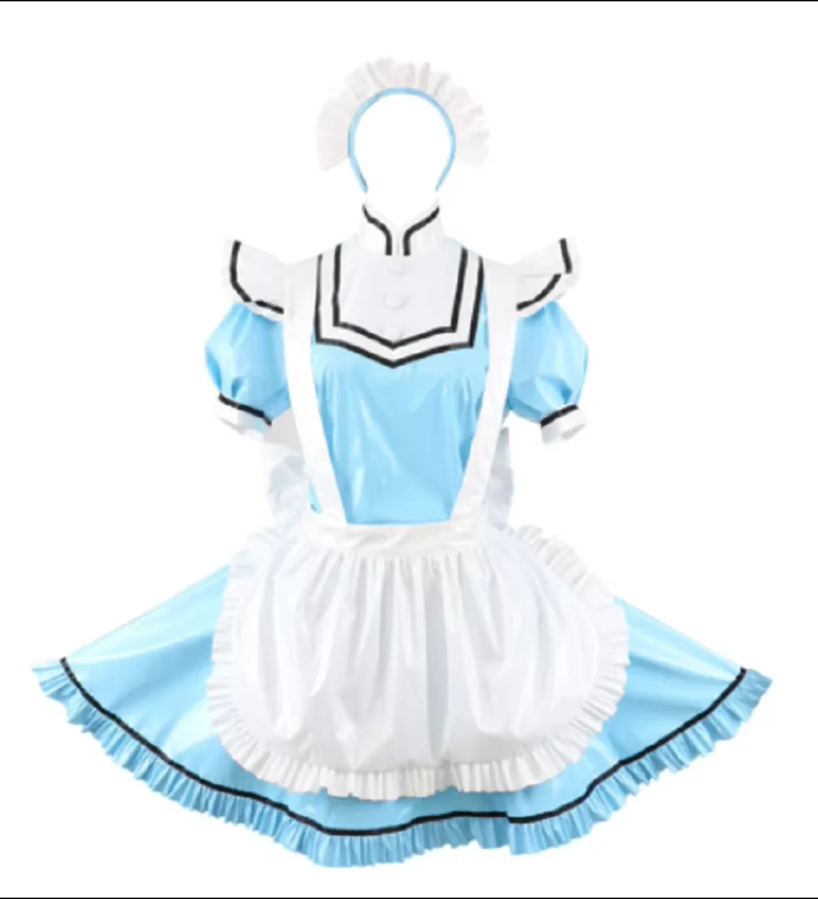 

Newly Arrived Custom Gothic Lockable PVC Maid Dress Role-playing Maid Sexy Lolita Apron Dress Changing Party Daily Unisex Dress