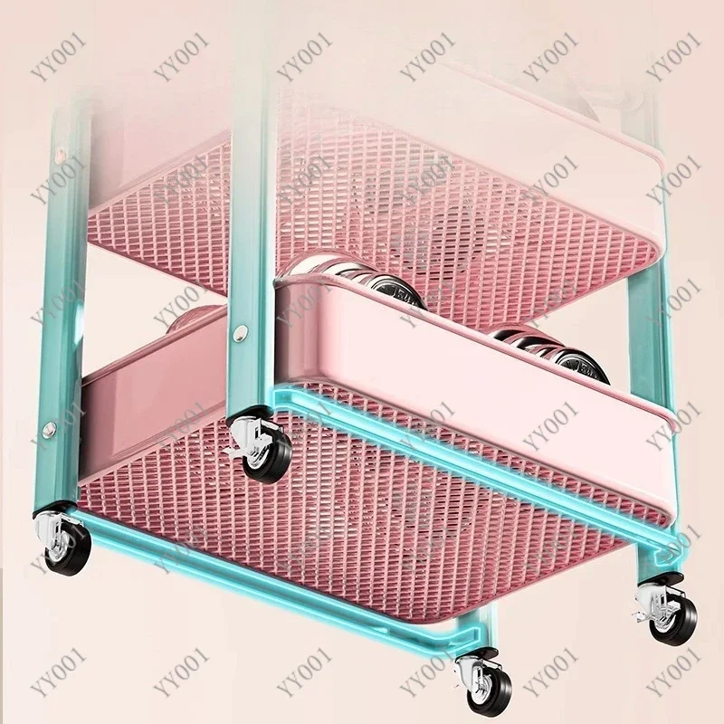 Foldable Multi-Tier Rolling Storage Cart Portable Trolley for Kitchen Bedroom Organizer