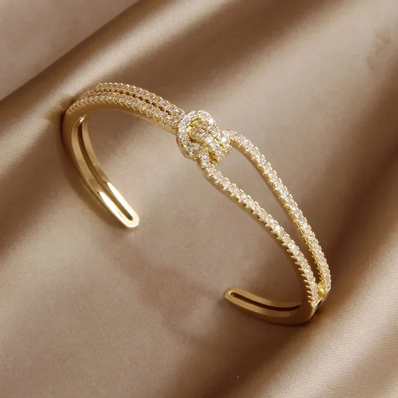 الكلاسيكية الفاخرة زركونيا ليوبارد سحر أساور للنساء أزياء العلامة التجارية مجوهرات أنيقة عقدة الإسورة #4