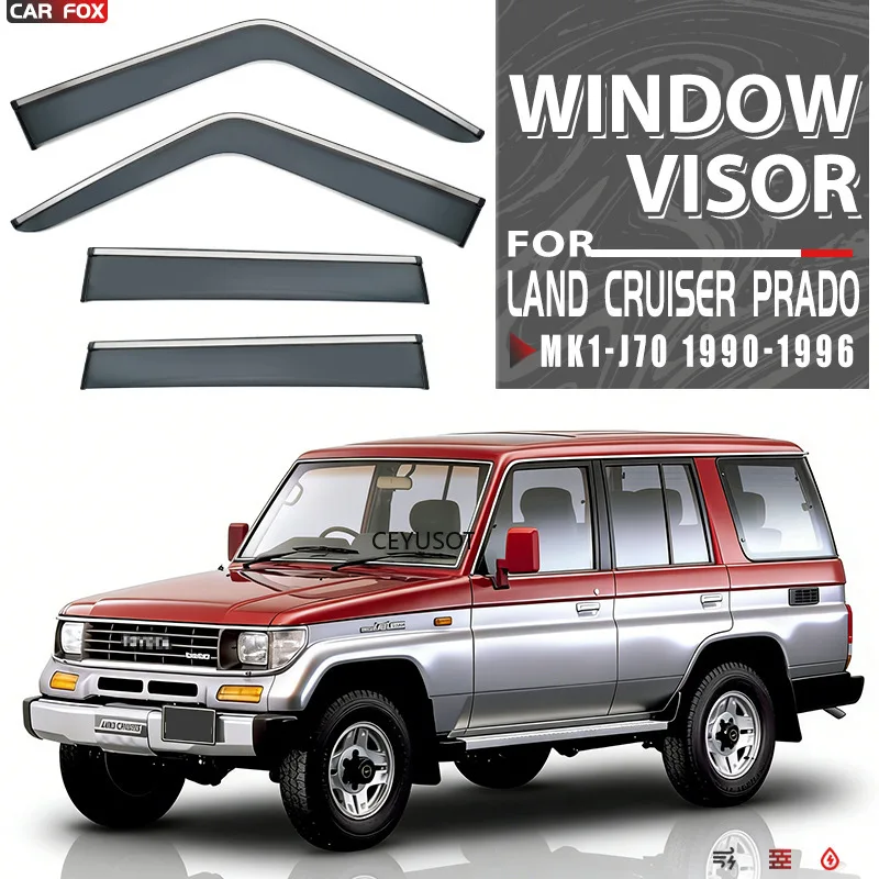 4Pcs Window Visor For Toyota Land Cruiser Prado J70 1990-1996 Weathershield Sun Rain Deflector Guard Car Window Deflector