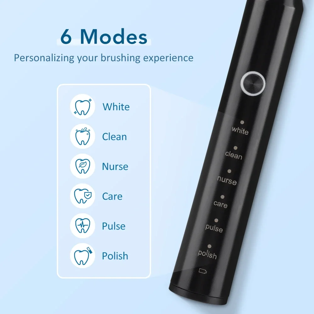 Electric Sonic Toothbrush Personal Care Oral Cleaning Appliances IP67 With 6 Modes Smart Rechargeable Automatic Toothbrush image 2