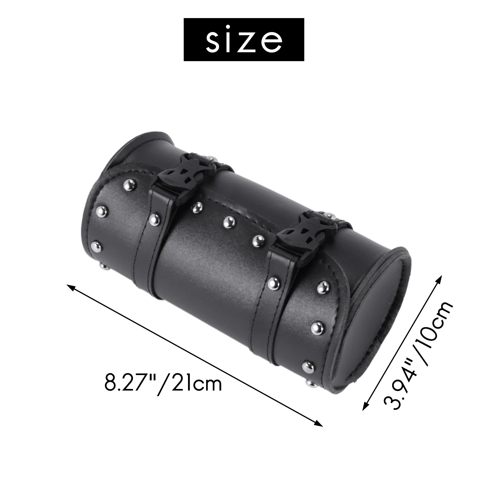 A56P-Motorcycle Leather Universal Tool Round Roller Saddle Bag Fork For Travel Suitcase