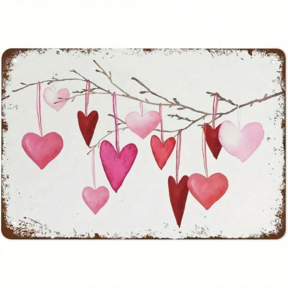 CIFBUY 8x12 Inch 2D Acrylic Heart Plaque Different Hearts Design Tabletop Decor Mantel Shelf Romantic Valentine's Day Holiday