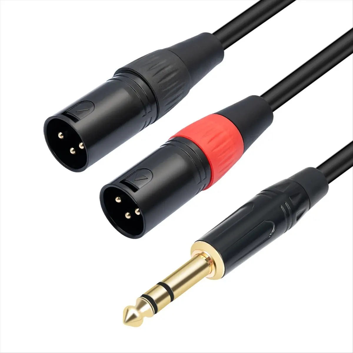 

【Для новых пользователей】Аудиокабель-удлинитель Jack 6.35mm 1/4 TRS Stereo на двойной XLR Male, Y-образный разветвитель, 100 см