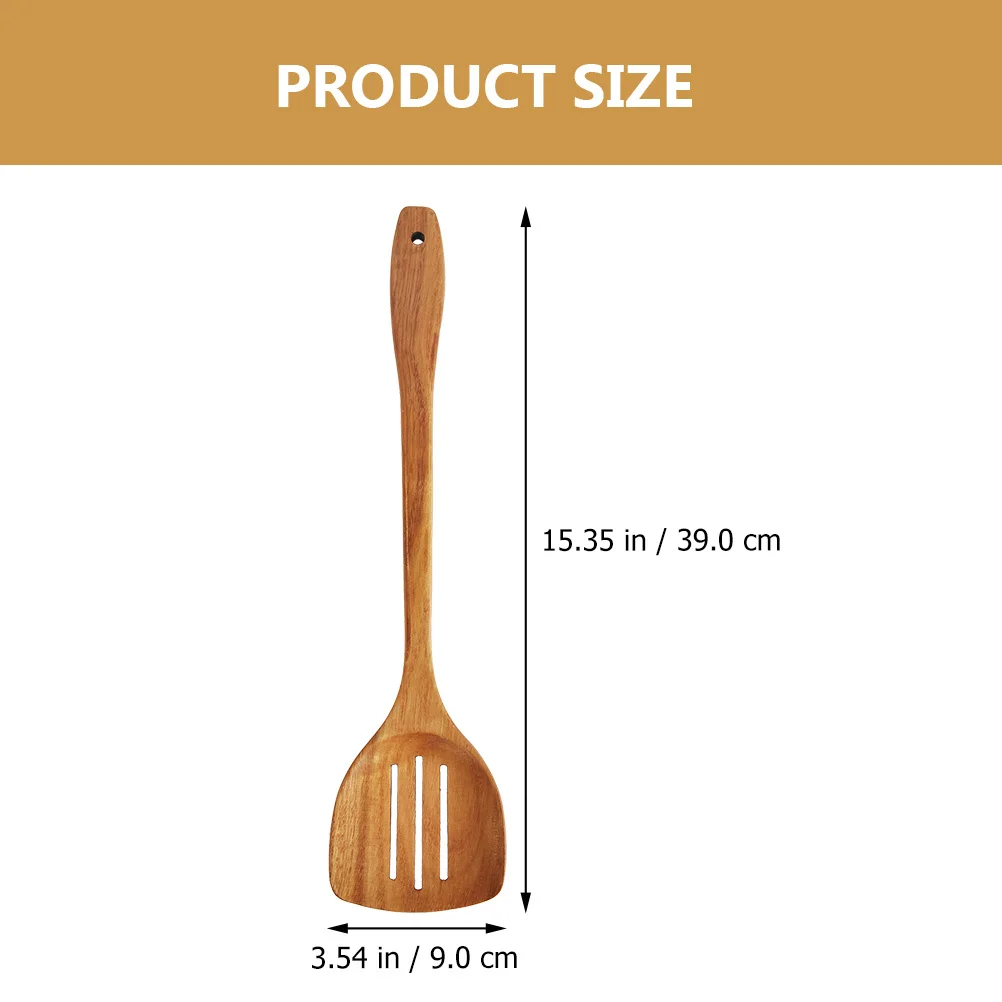 

Wooden Wok Spatula Long Handle Natural Wood Cooking Turner For Non-Stick Pans Kitchen Restaurant Home Use Smooth Polished