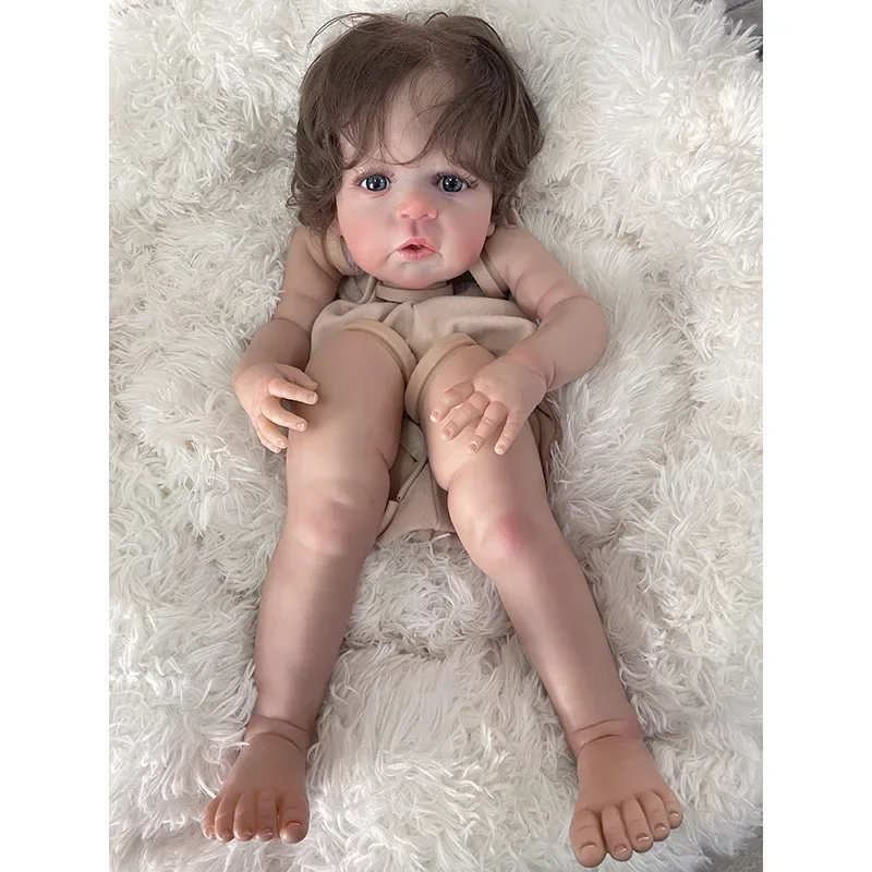 24inch Sandie Finished Reborn Baby Doll Size Already Painted Lifelike Soft Touch Flexible Finished Doll Parts Drop Shippig