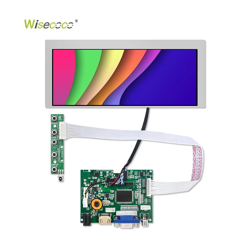 Wisecoco 7.8 Inch Stretched Bar LCD Display Ultra Wide 800*300 IPS TFT LCD Screen with Controller Board